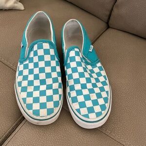 Van Tennis Shoes - Teal Checkered